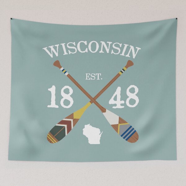 Item preview, Paddle Wisconsin, WI Lake Life Painted Oars designed and sold by GreatLakesLocal.