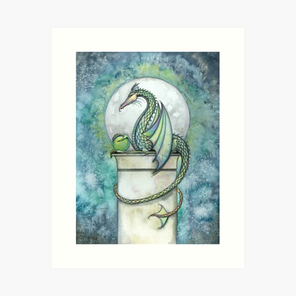 Item preview, Green Dragon Watercolor Fantasy Art Illustration  designed and sold by Molly  Harrison.