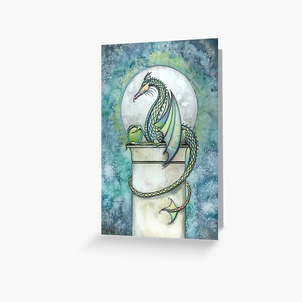 Item preview, Green Dragon Watercolor Fantasy Art Illustration  designed and sold by Molly  Harrison.
