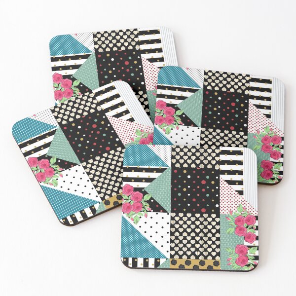 Item preview, Abstract Collage Stripes Dots Roses designed and sold by famenxt.