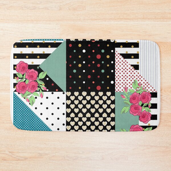 Item preview, Abstract Collage Stripes Dots Roses designed and sold by famenxt.