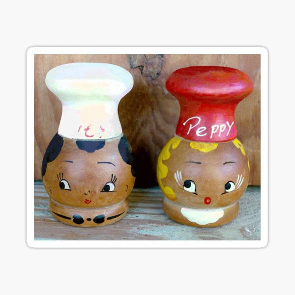 Vintage Salty Peppy Wood Salt And Pepper Shakers, Old Kitchen