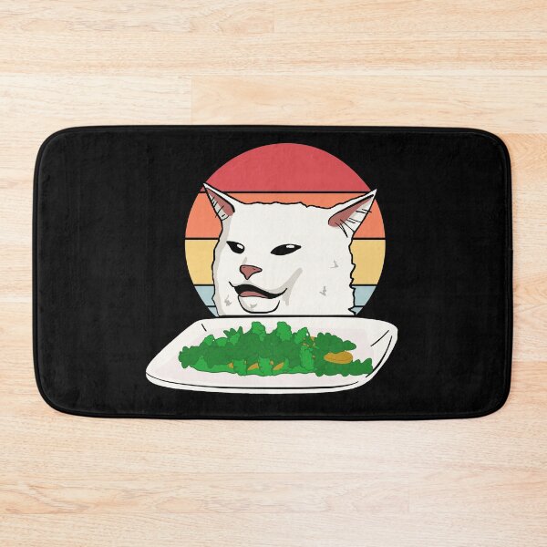 Item preview, Angry woman yelling at confused cat at dinner table meme designed and sold by TekknoOutfits.