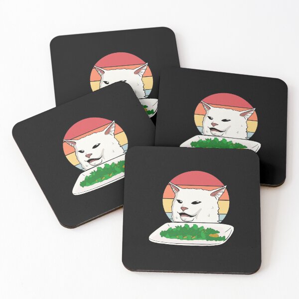 Item preview, Angry woman yelling at confused cat at dinner table meme designed and sold by TekknoOutfits.