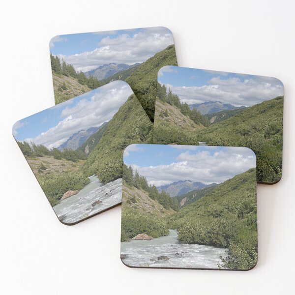 Item preview, Mountain River Green Woods Alpine Landscape designed and sold by Anna Lemos.