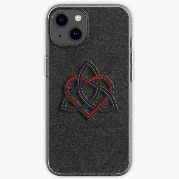 Celtic Knot Valentine Heart Black Leather iPhone Soft Case