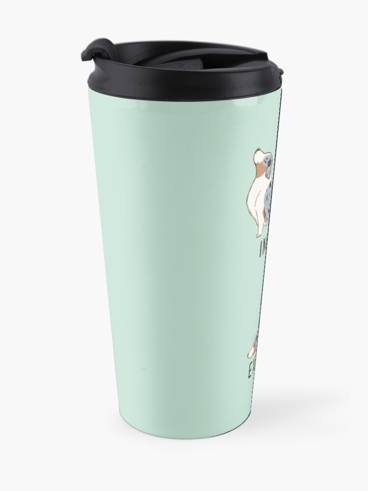 Alternate view of Inhale Exhale Australian Shepherd Yoga Travel Coffee Mug