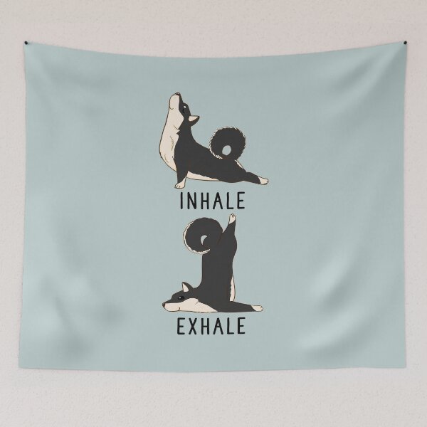 Item preview, Inhale Exhale Black and Tan Shiba Inu Yoga designed and sold by thepawster.