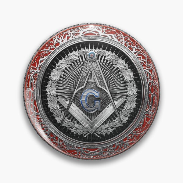 Item preview, 3rd Degree Mason Silver Jewel - Master Mason Square and Compasses over Red Velvet designed and sold by Serge Averbukh Art Studio.