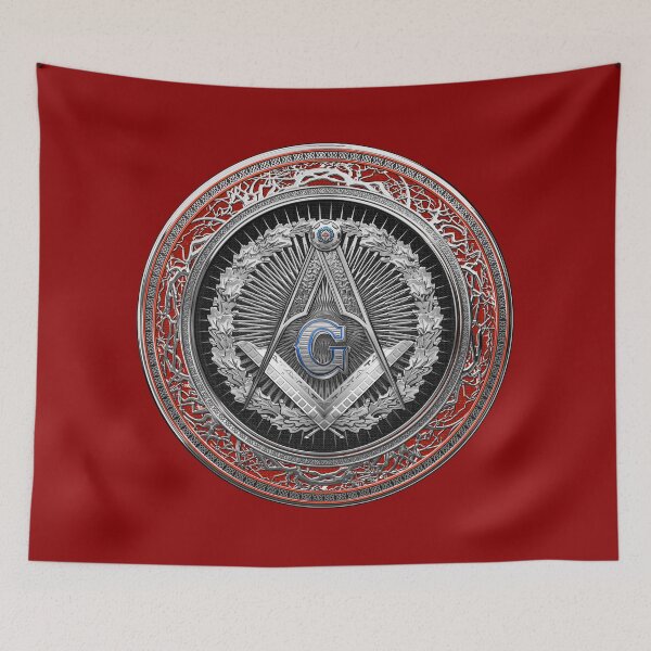 Item preview, 3rd Degree Mason Silver Jewel - Master Mason Square and Compasses over Red Velvet designed and sold by Serge Averbukh Art Studio.