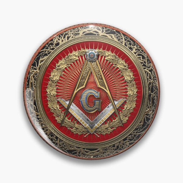 Item preview, 3rd Degree Mason Gold Jewel - Master Mason Square and Compasses over White Leather designed and sold by Serge Averbukh Art Studio.