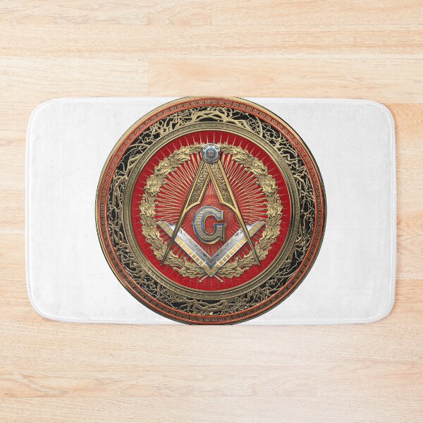Item preview, 3rd Degree Mason Gold Jewel - Master Mason Square and Compasses over White Leather designed and sold by Serge Averbukh Art Studio.
