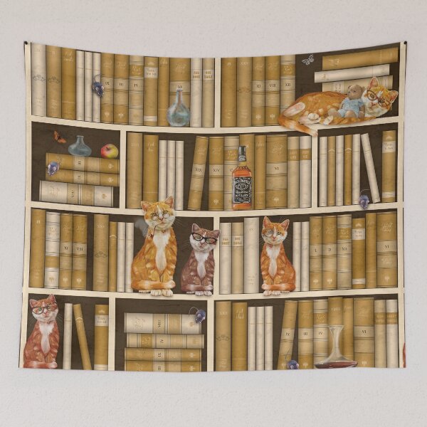 Item preview, Large Cats in Specs Bookshelf Gold (PCD3199) Bookshelves designed and sold by Jackie Werner.