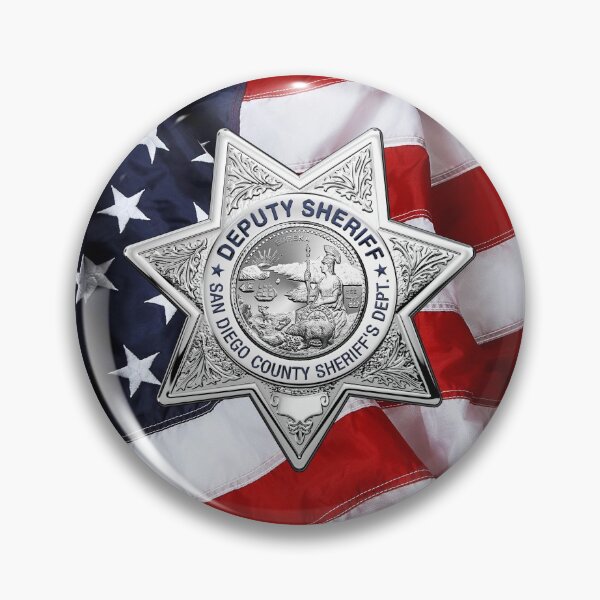 Item preview, San Diego County Sheriff's Department - SDSO Deputy Sheriff Badge Badge over American Flag designed and sold by Serge Averbukh Art Studio.