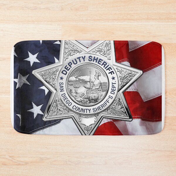 Item preview, San Diego County Sheriff's Department - SDSO Deputy Sheriff Badge Badge over American Flag designed and sold by Serge Averbukh Art Studio.