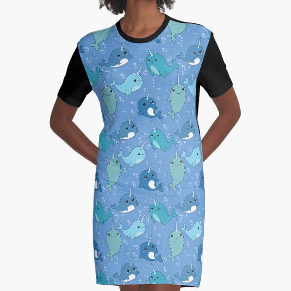 Narwhal Pattern Graphic T-Shirt Dress