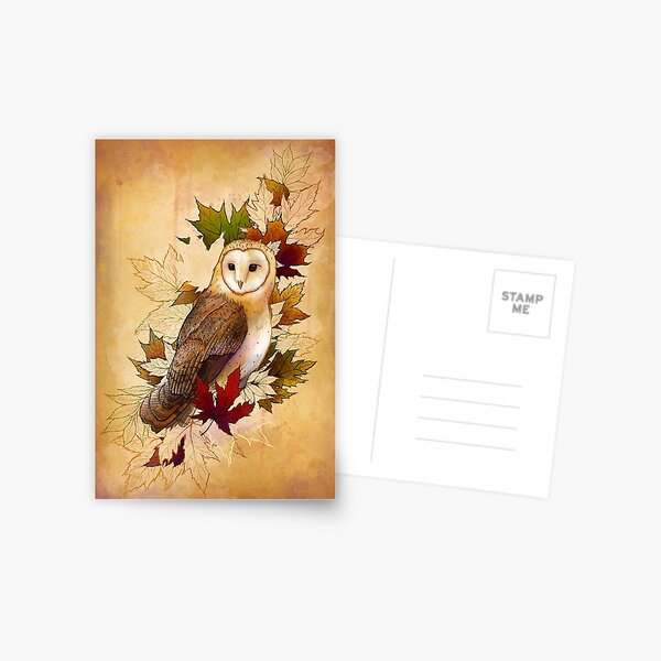 Item preview, Autumn Barn Owl and Maple Leaves designed and sold by TaylorRoseArt.