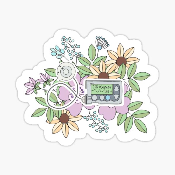 Item preview, Insulin pump with flowers designed and sold by RlauraR.