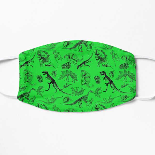 Vintage Museum Dinosaurs and Skeletons on Bright Green Mask