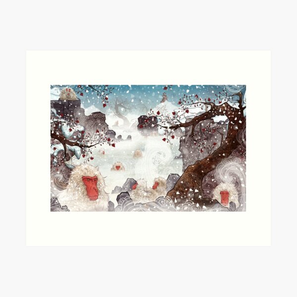 Item preview, Soaking Japanese Snow Monkeys designed and sold by TaylorRoseArt.