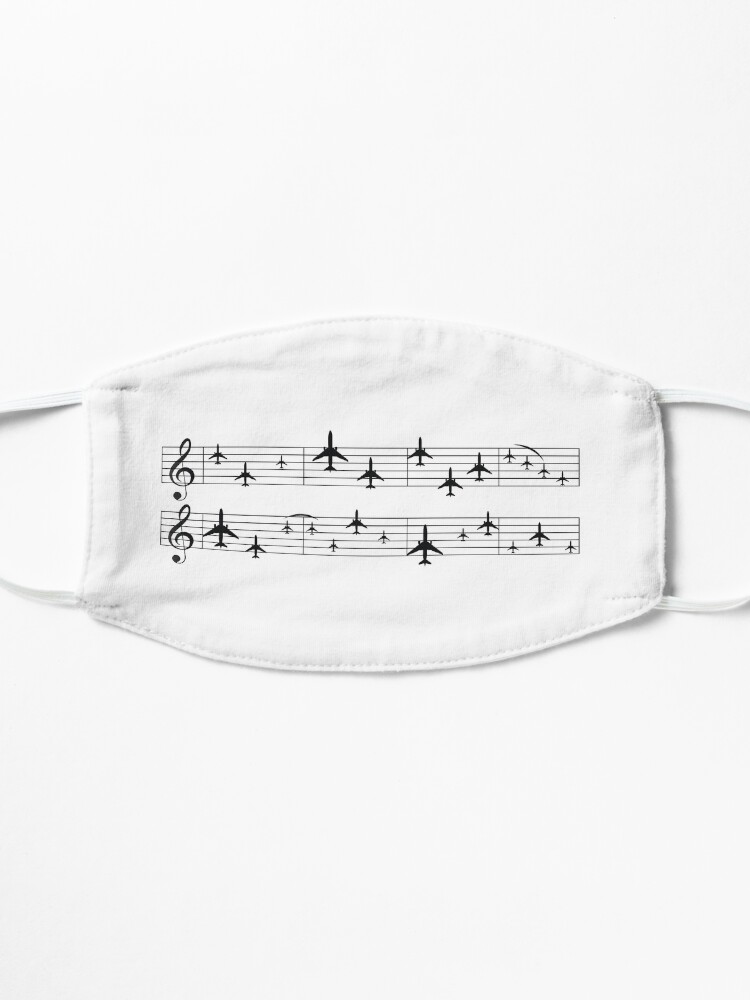 Alternate view of Music staff with airplanes Mask