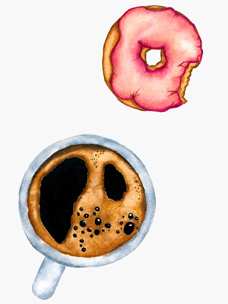 "Coffee Time Donut Digitalized Art" Sticker for Sale by sparklingcanvas