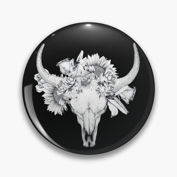 Item preview, cow skull, bull skull, floral skull designed and sold by Flower Magic .