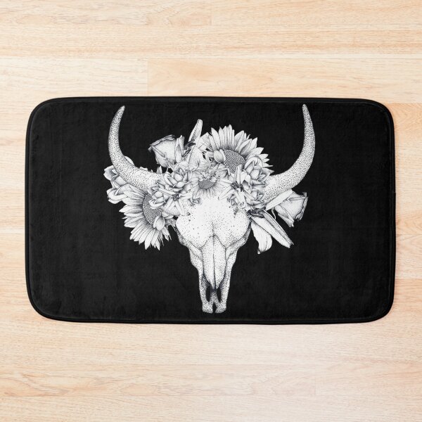 Item preview, cow skull, bull skull, floral skull designed and sold by Flower Magic .