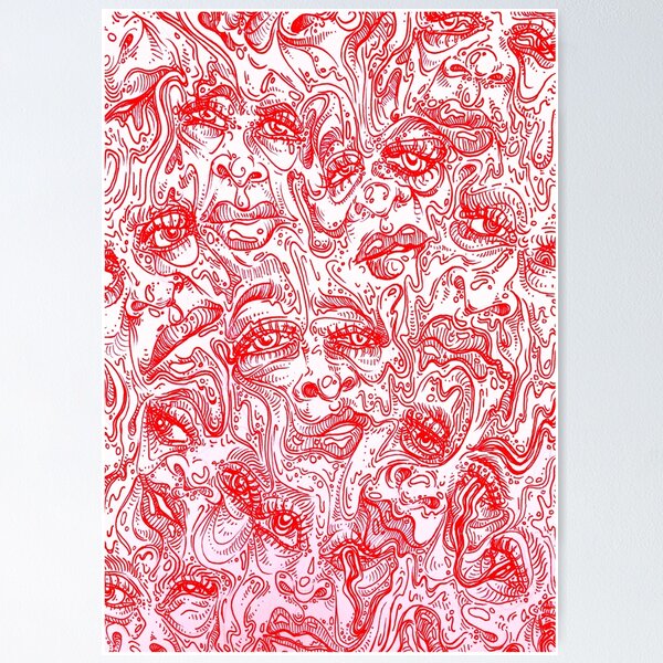 Item preview, Red Melting Faces Illustration 2 designed and sold by lilypineapple.