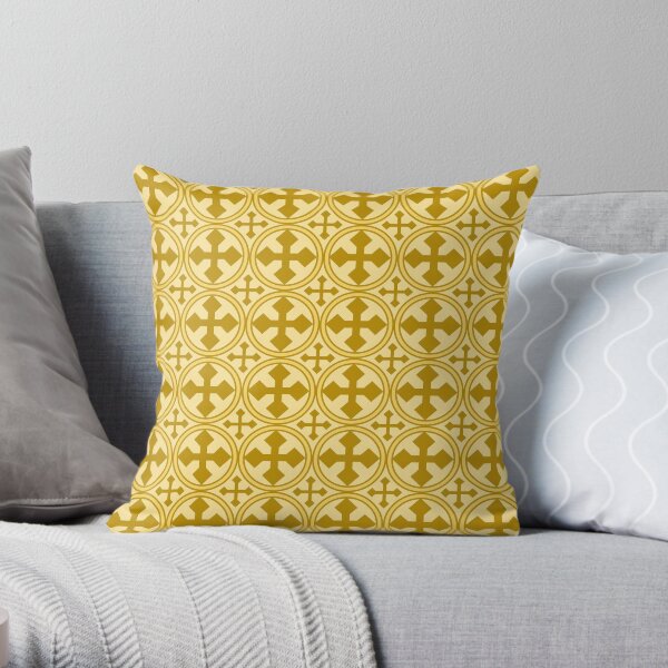 Circle Cross in Gold Throw Pillow