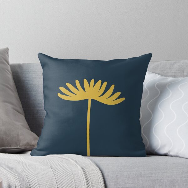 Aperçu de l'œuvre Tall Flower Minimalist Floral en jaune moutarde clair et bleu foncé créée et vendue par kierkegaard.
