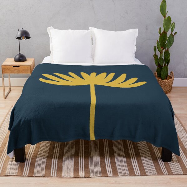 Item preview, Tall Flower Minimalist Floral in Light Mustard Yellow and Dark Blue designed and sold by kierkegaard.