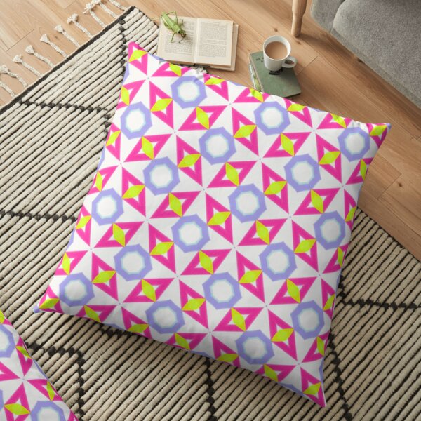 Pink, yellow and blue geometric pattern Floor Pillow