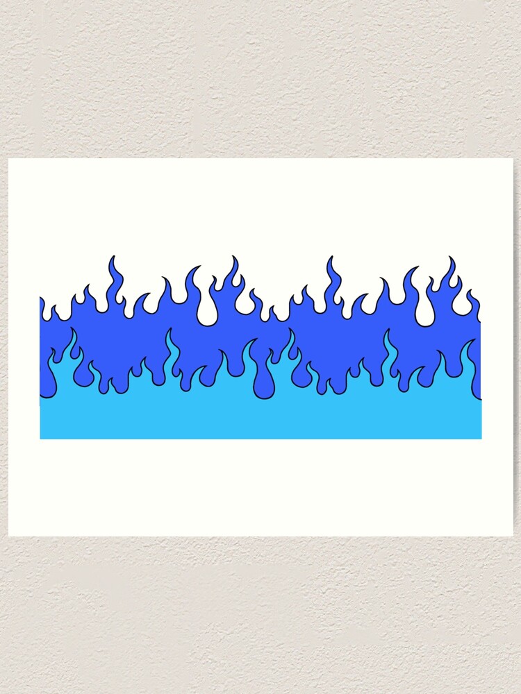 two-tone-blue-flame-design-art-print-for-sale-by-hanameda-redbubble