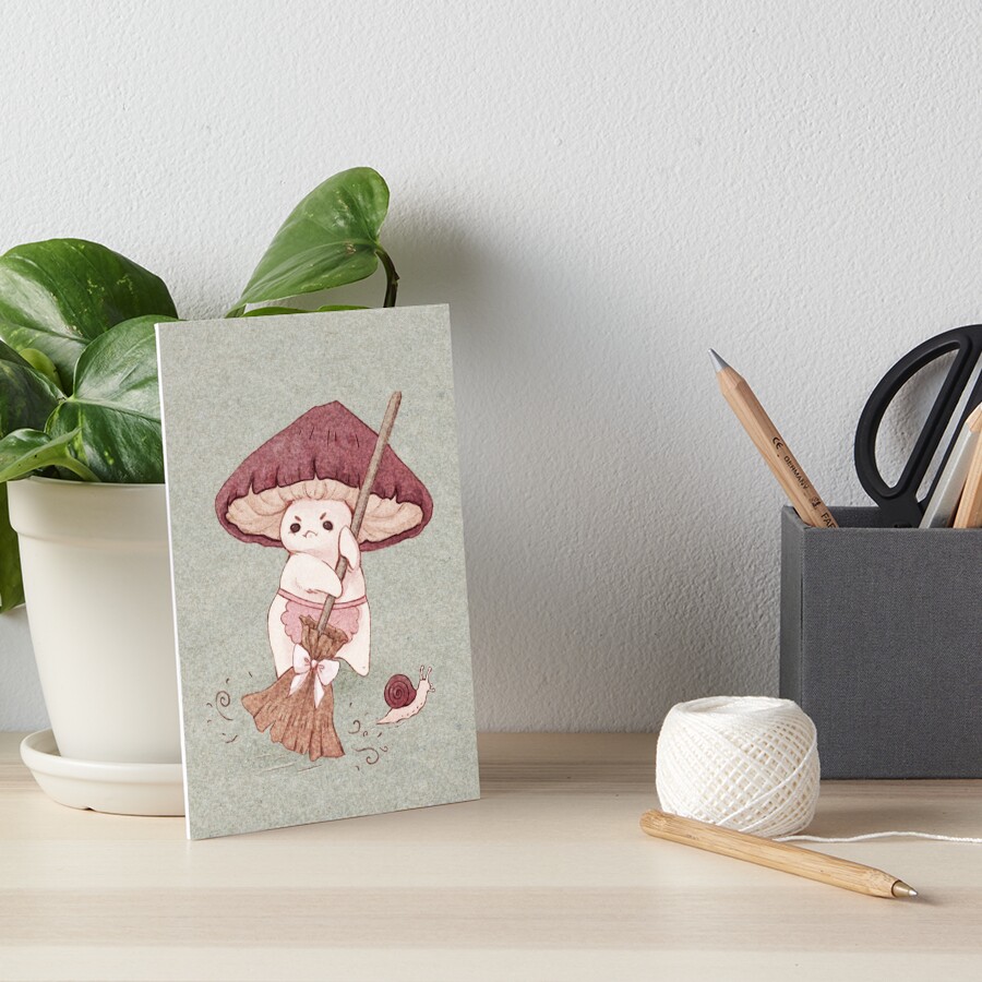Angy mushroom does not like to clean Art Board Print