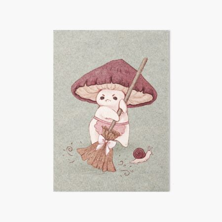 Angy mushroom does not like to clean  Art Board Print