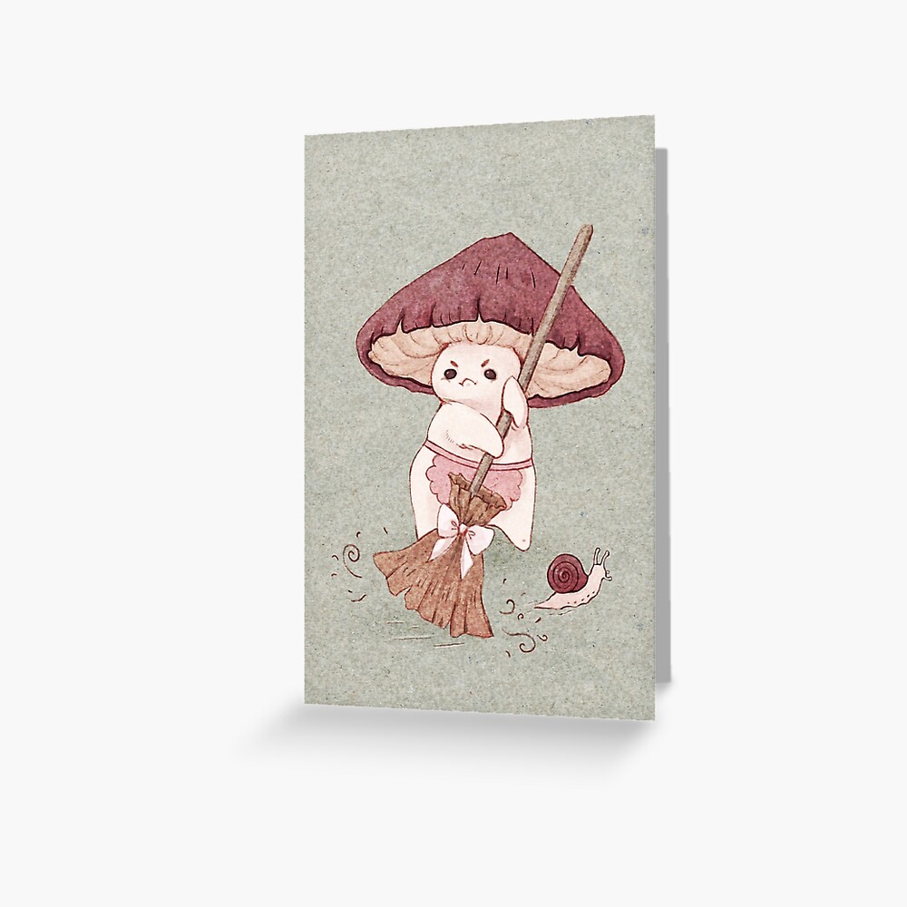 Angy mushroom does not like to clean Greeting Card
