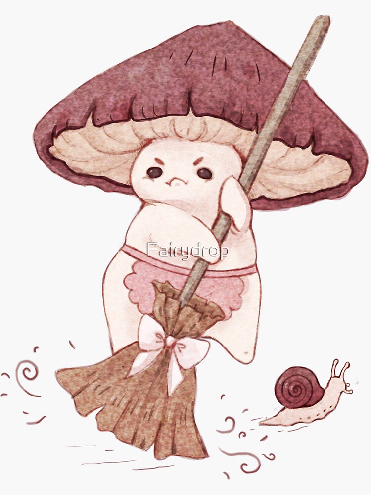 Thumbnail 3 of 3, Sticker, Angy mushroom does not like to clean designed and sold by Fairydrop.