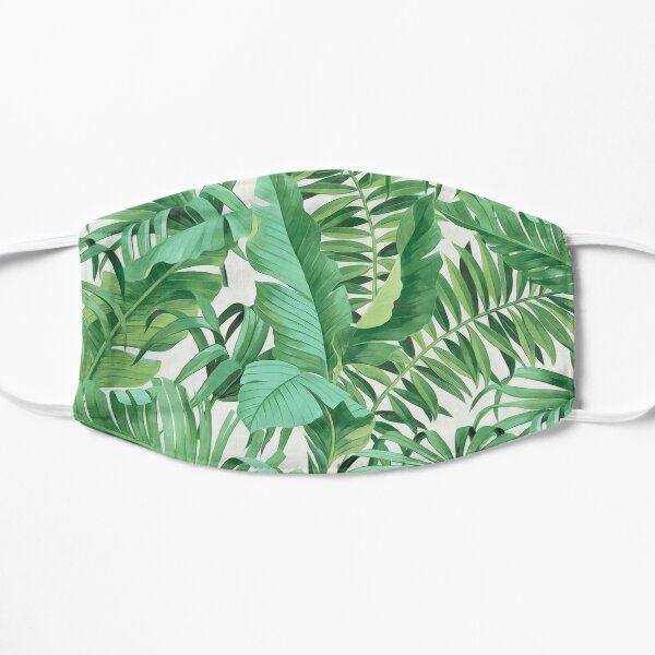 Green tropical leaves II Flat Mask