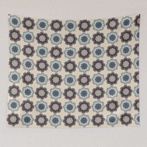 Item preview, Folk Art Flowers in dusty purple and blie designed and sold by cassandrafallon.