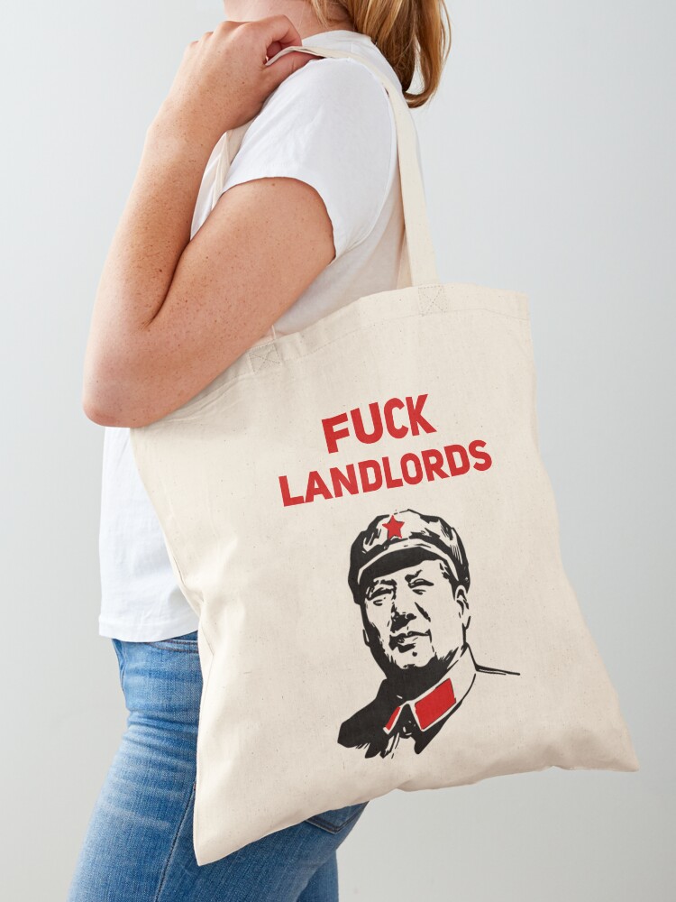 Fuck Landlords Chairman Mao Zedong Funny Satire Leftist Tote Bag By Joepseudo Redbubble