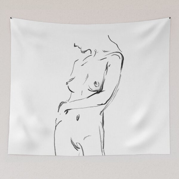 Item preview, woman one line drawing, nude line drawing, erotic nudity, art femme designed and sold by GalleryArtField.