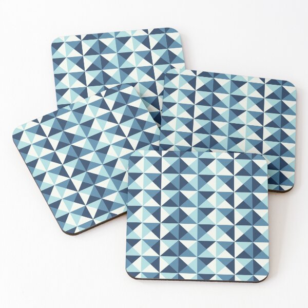 Item preview, Rotated Square Diagonals Triangle Pattern 002 - Cyan Navy Blue designed and sold by AmpersandCuster.