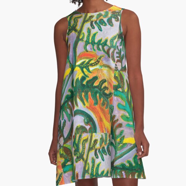 Heron in the Ferns A-Line Dress