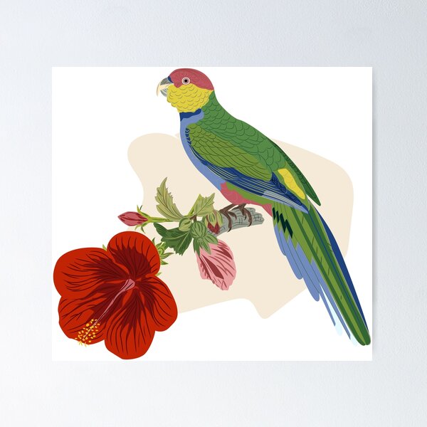 Item preview, Parrot and Hibiscus  designed and sold by LizzyizzyDesign.