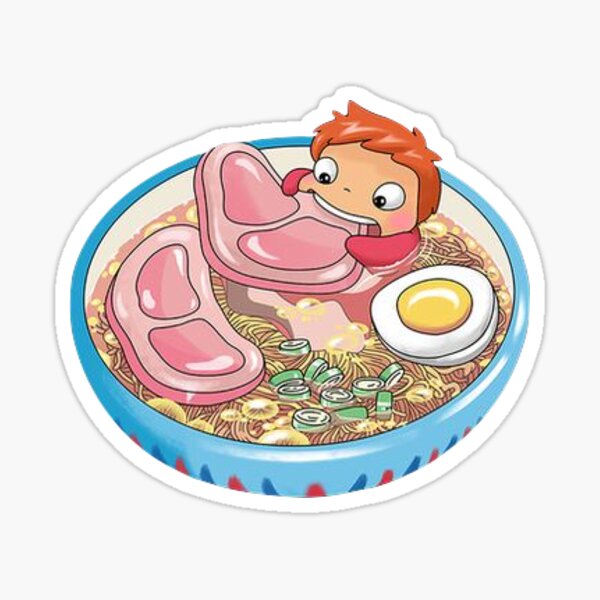 Ponyo Studio Ghibli Cute Ramen Art Sticker
