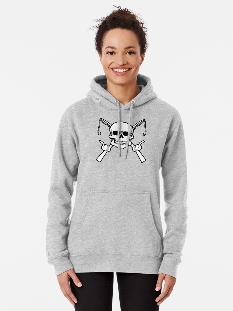 Fishing Rod Skull Crossbones Pullover Hoodie for Sale by pcreations