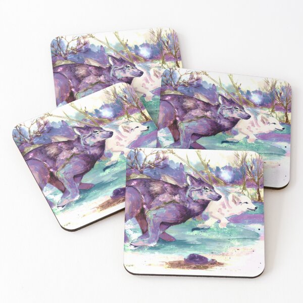 Item preview, Spatter Wolves Running through Forest designed and sold by FishWithATopHat.