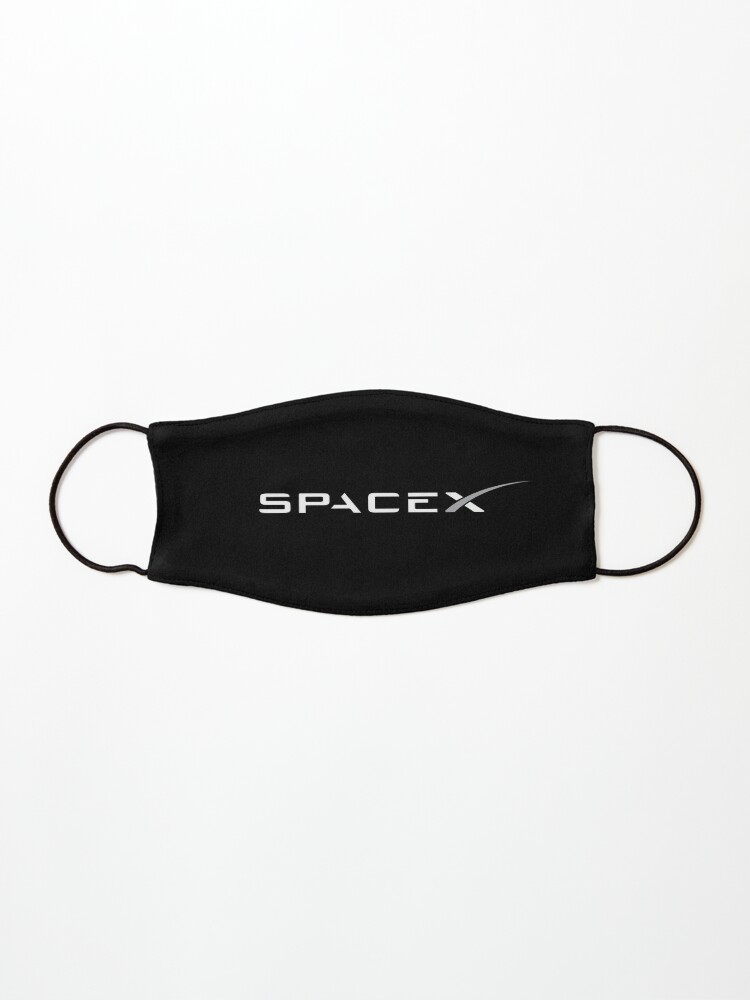 Spacex Logo White Gray On Black Mask By Ericascarletta Redbubble