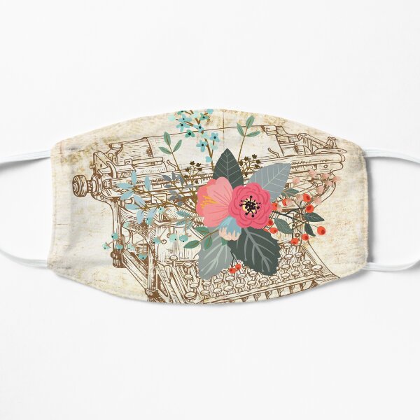 Flores vintage en máquina de escribir. Colección Ashanti Vintage. Mascarilla